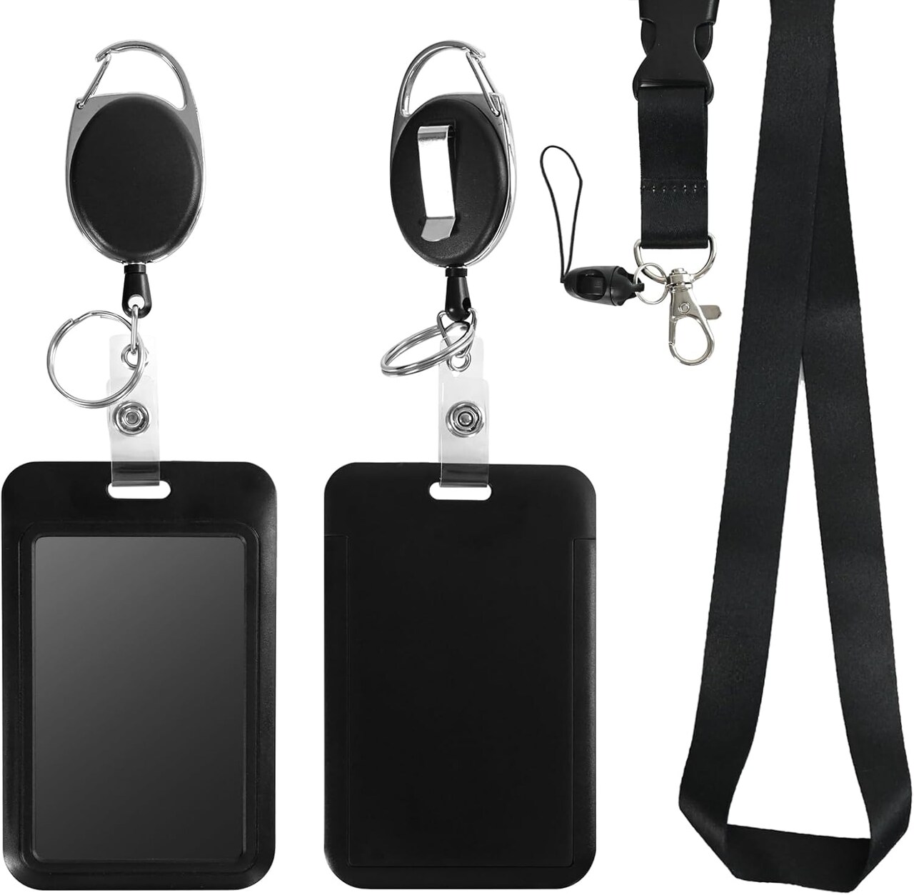 Retractable ID Badge Holder with Breakaway Lanyard – Heavy Duty Badge Reel with Detachable Keychain, Cruise Ship Card Holder for Nurses, Teachers, Security Staff, Men & Women